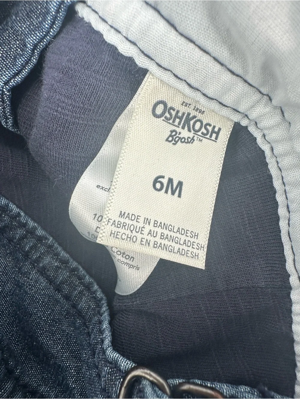 OshKosh B'gosh Baby 100% Cotton Unisex 6 month Blue Overalls Pants